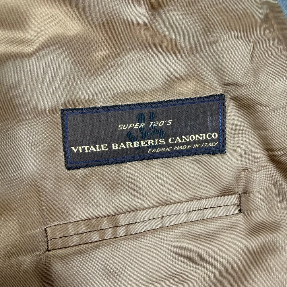 Sarar Platinum Grey Pinstripe Blazer Vitale Barberis Canonico Super 120 Wool 42R